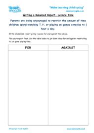 Worksheets for kids - balanced_report-leisure_time